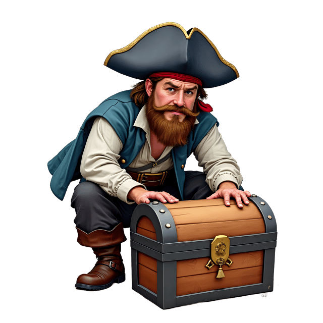 Free transparent PNG: Pirate Guarding a Chest PNG Download  Perfect for Nautical Themes, Kids Books  Party Decor