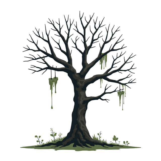 Free transparent PNG: Bare Spooky Tree with Hanging Moss  Halloween Clipart, free transparent png download