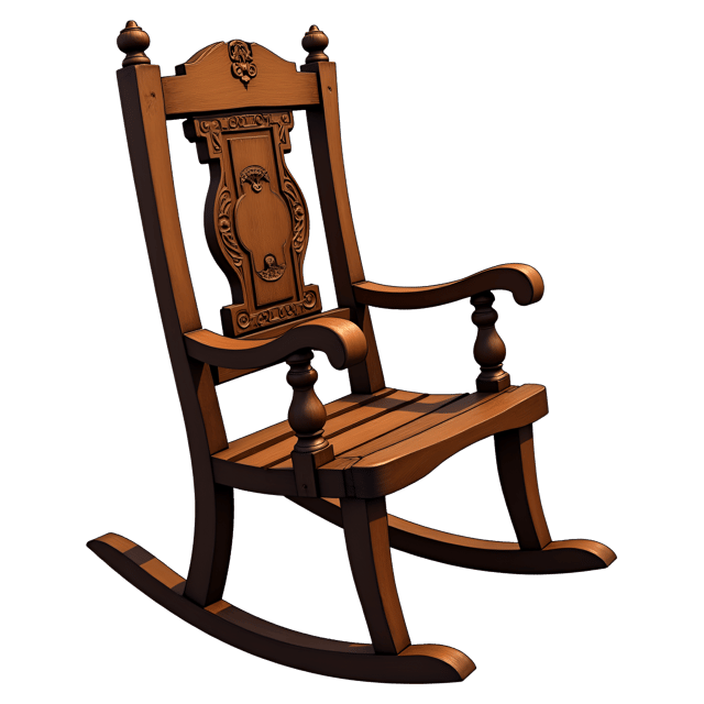 Free transparent PNG: Old Oak Rocking Chair Carved Details Worn Finish Clipart for Nursery and Crafts