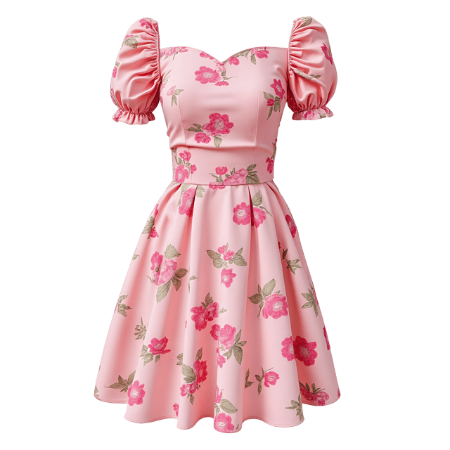 Free transparent PNG: Floral Puff Sleeve Dress PNG with Transparent Background