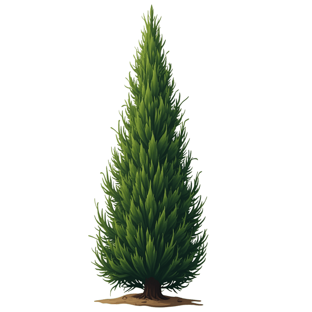 Free transparent PNG: Tall Cypress Tree with Spiky Needles - Upright Form Clipart Illustration