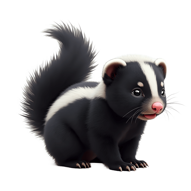 Free transparent PNG: Little Striped Skunk Baby PNG with Soft Fur and Fluffy Tail