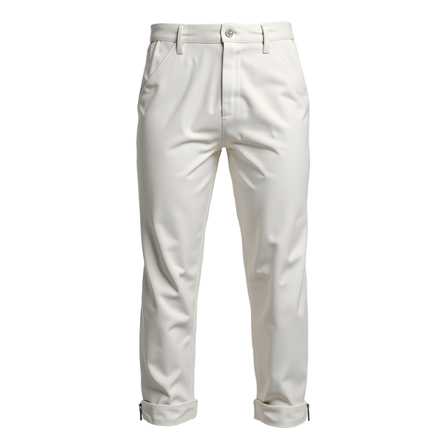 Free transparent PNG: Casual White Linen Trousers PNG with Rolled-Up Cuffs and Subtle Crease Details