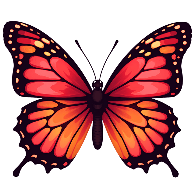 Free transparent PNG: Ruby-Red Butterfly Illustration with Fiery Patterns and Crimson Antennae