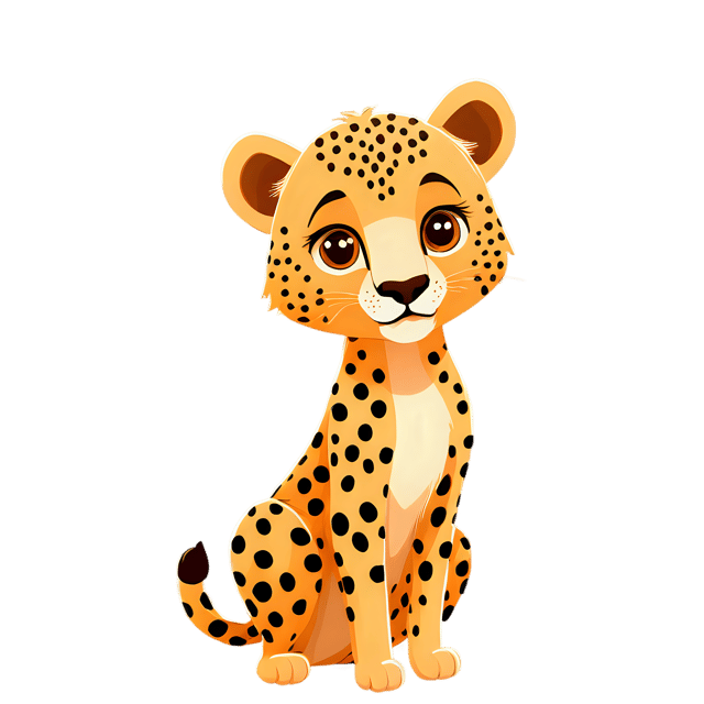Free transparent PNG: Cute Cartoon Cheetah Illustration for Nursery Decor and Kids' Crafts