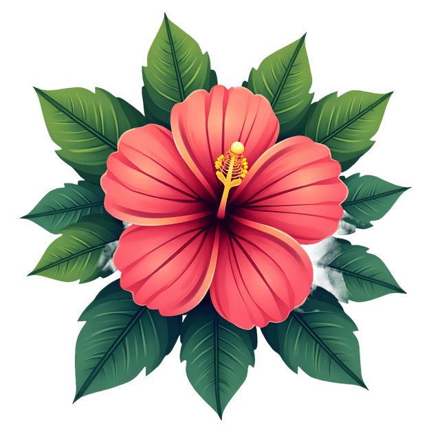 Free transparent PNG: Tropical Hibiscus with Palm Leaves  Nature Clipart, free transparent png download