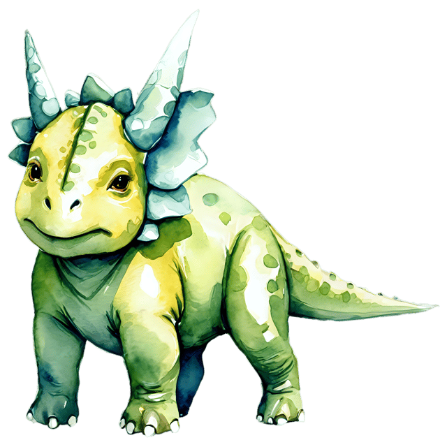Free transparent PNG: Triceratops Watercolor Illustration – Transparent PNG for Dinosaur Artworks