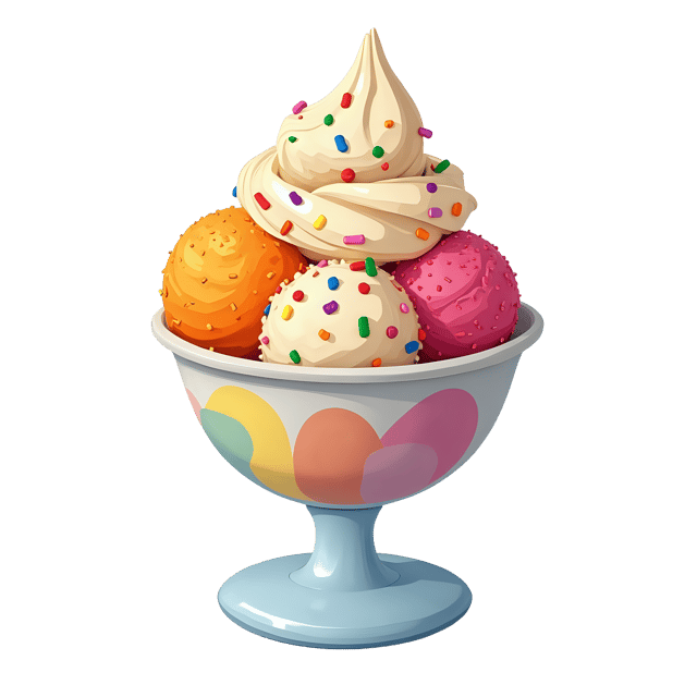 Free transparent PNG: Ice Cream Sundae with Rainbow Sprinkles  Dessert Clipart, free downloadable png