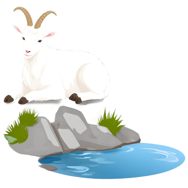 Free transparent PNG: Serene Goat Resting by a Stream - PNG Transparent Background