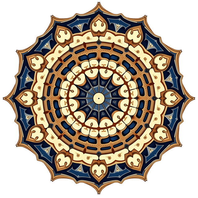 Free transparent PNG: Symmetrical Zodiac Mandala Design with Cosmic Symbols on White Background