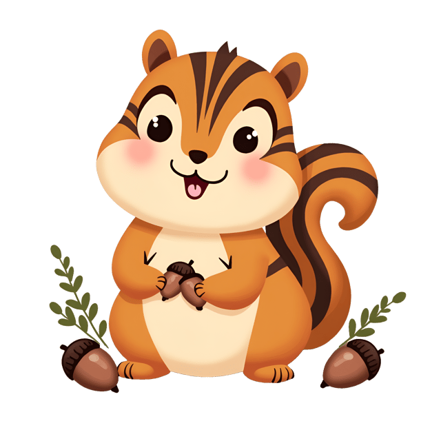 Free transparent PNG: Charming Striped Chipmunk with Acorns PNG Clipart for Illustration and Design