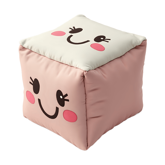 Free transparent PNG: Soft Pastel Fabric Cube with Happy Embroidery Design PNG