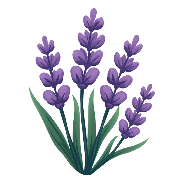 Free transparent PNG: Lavender Cameo  Floral Clipart with Leafy Green Details, free png download