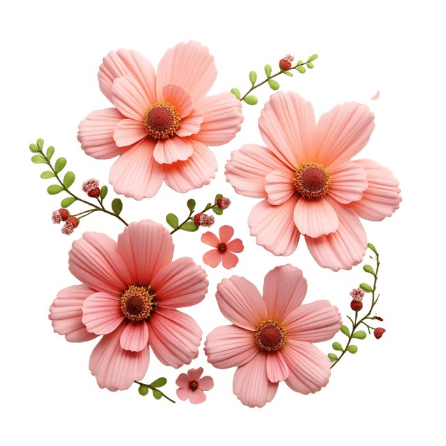 Free transparent PNG: Floral Clusters with Playful 3D Elements PNG Design for Creative Projects
