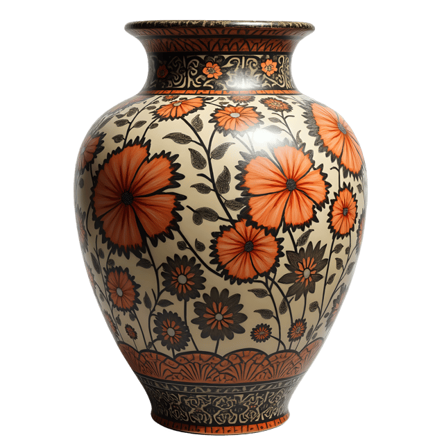 Free transparent PNG: Hand-Painted Vase with Intricate Patterns on Transparent Background