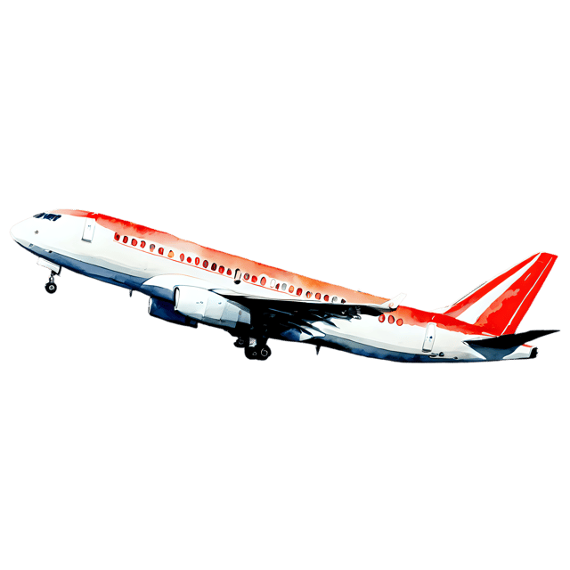 Free transparent PNG: Watercolor Passenger Plane Transparent PNG – Gentle Illustration for Designers & Creators