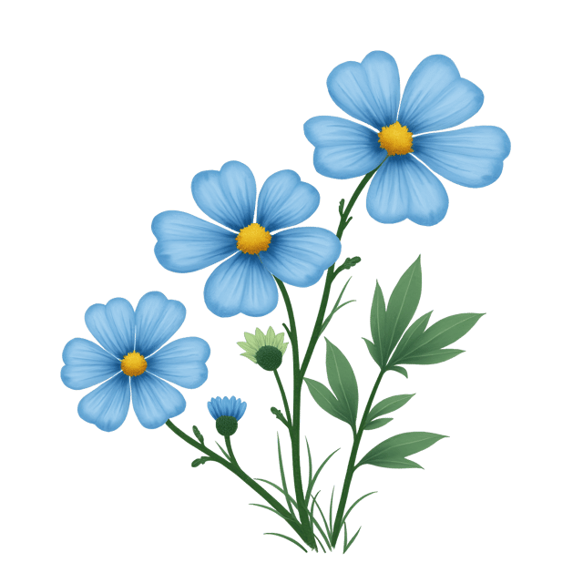 Free transparent PNG: Sweet Forget-Me-Not Flower Illustration with Blue and Yellow Details