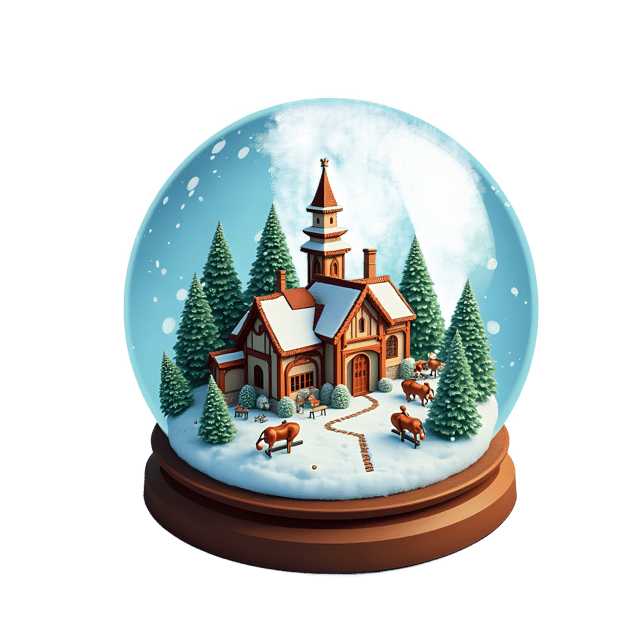 Free transparent PNG: Tiny Village in a Snow Globe PNG with Transparent Background