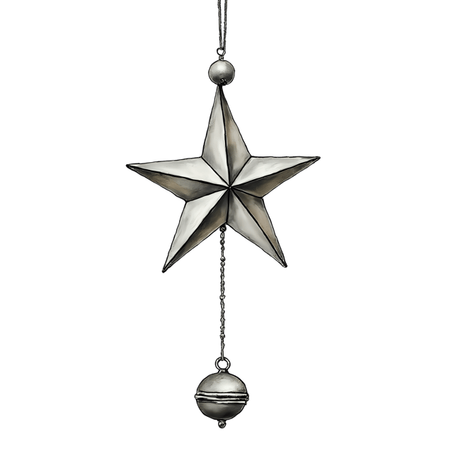 Free transparent PNG: Silver Star Ornament with Dangling Bell  Christmas Clipart, free download png