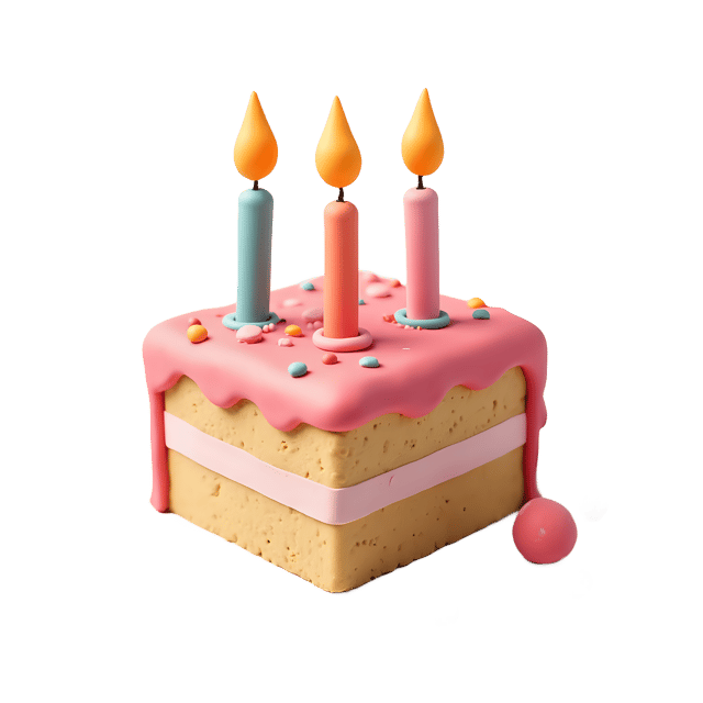 Free transparent PNG: Mini Clay Cake Slice with Candles Transparent PNG for Sweet Treats and Party Decor