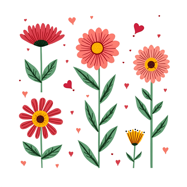 Free transparent PNG: Playful Hand-Drawn Flower Illustrations with Transparent Background