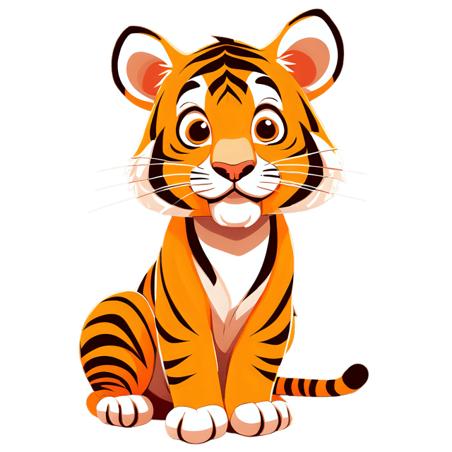 Free transparent PNG: Cute Cartoon Tiger Illustration for Nursery Decor and Kids' Crafts