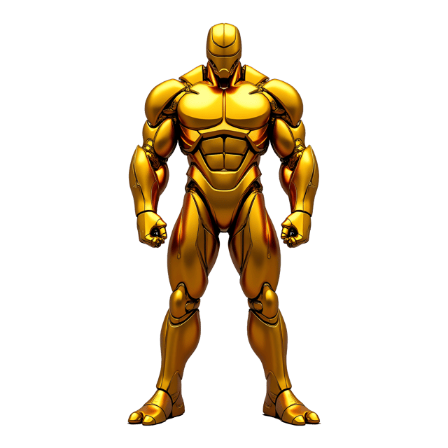 Free transparent PNG: Confident Gold Humanoid Illustration with Bold Stance