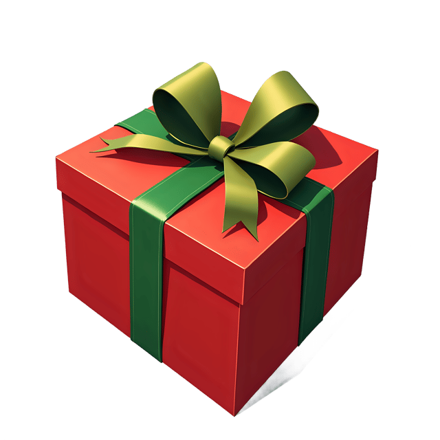 Free transparent PNG: Wrapped Gift Box in Red and Green PNG with Golden Bow for Holiday and Gifting Themes