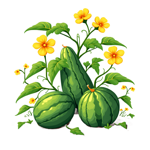 Free transparent PNG: Melon Vine with Yellow Flowers  Garden Clipart, free transparent png download