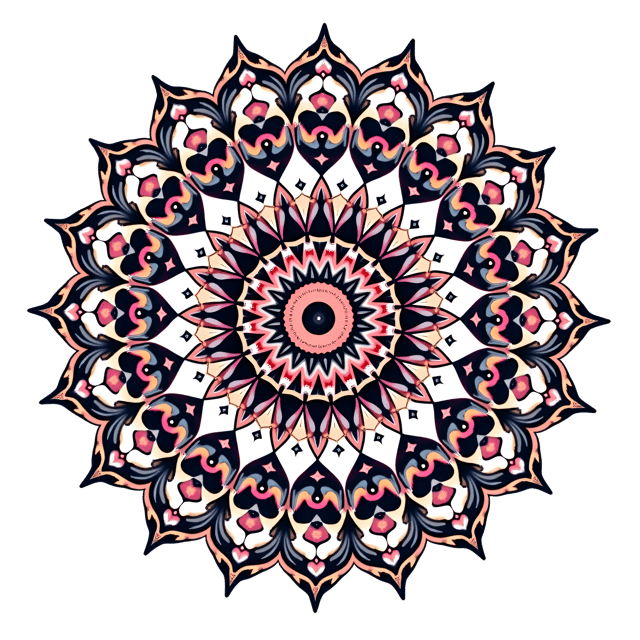 Free transparent PNG: Stunning Symmetrical Mandala Pattern with Mirrored Symmetry