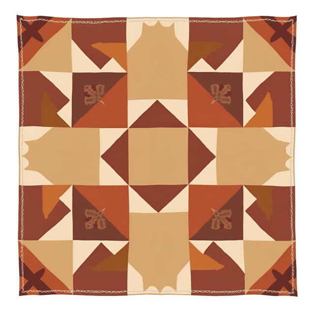 Free transparent PNG: Earth Tones Geometric Quilt Clipart Illustration for Decorative and Craft Projects