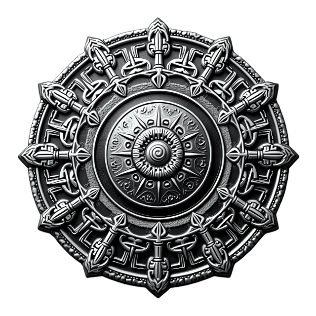 Free transparent PNG: Mystical Silver Mandala with Intricate Knotwork and Celestial Symbols