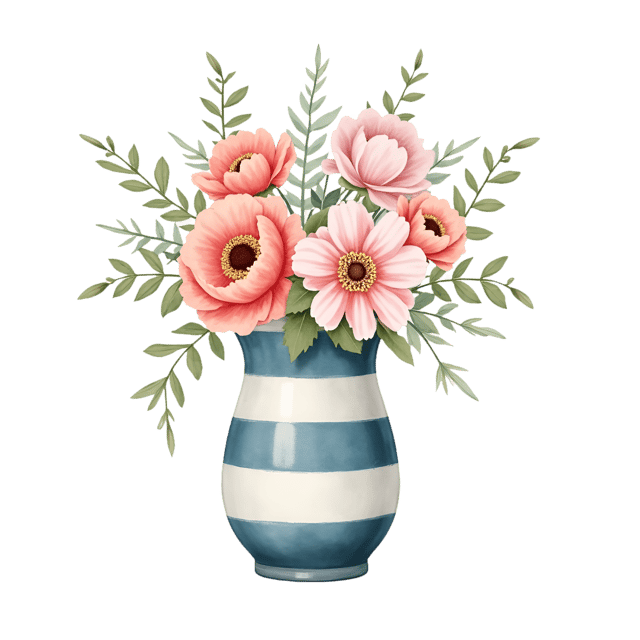 Free transparent PNG: Regency Stripe Vase  Elegant Floral Design Clipart, free downloadable png