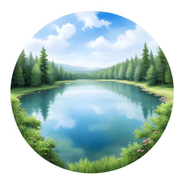 Free transparent PNG: Circular Lake Reflection PNG with Transparent Background for Nature Imagery