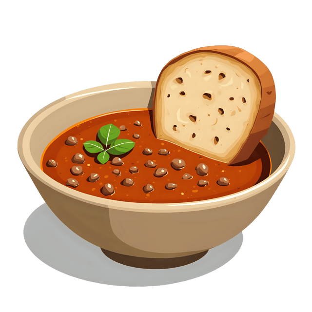 Free transparent PNG: Hearty Lentil Soup with Fresh Bread Transparent PNG