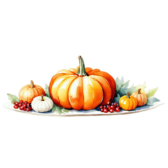 Free transparent PNG: Thanksgiving Watercolor Centerpiece Transparent PNG – Gentle Illustration for Holiday Decor & Crafts