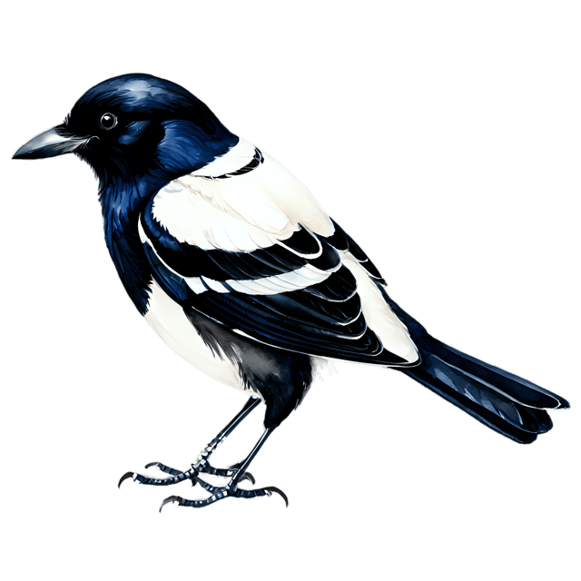 Free transparent PNG: Magpie Bird Watercolor Style Transparent PNG Illustration
