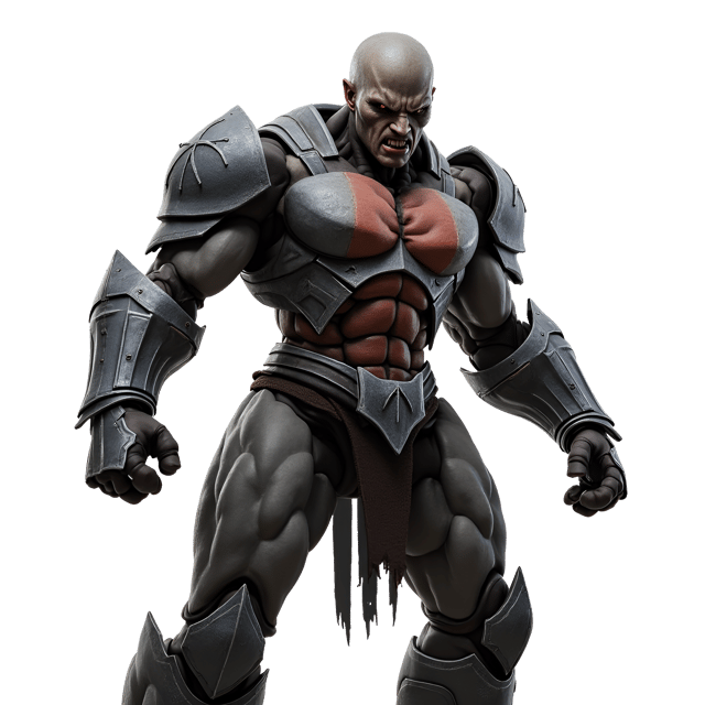 Free transparent PNG: Intimidating Humanoid Warrior with Armor and Fierce Expression Illustration