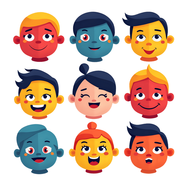 Free transparent PNG: Colorful Geometric Faces Happy Expressions Transparent PNG