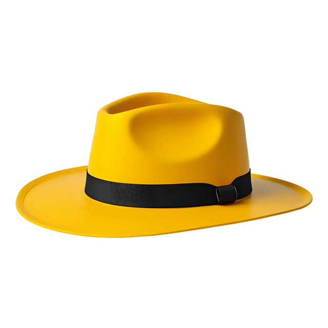 Free transparent PNG: Vibrant Yellow Hat with Wide Brim PNG