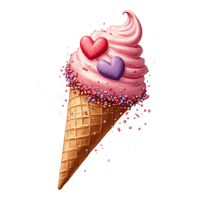Free transparent PNG: Sprinkle-Covered Cone with Candy Hearts  Sweet Treat Clipart, free downloadable png