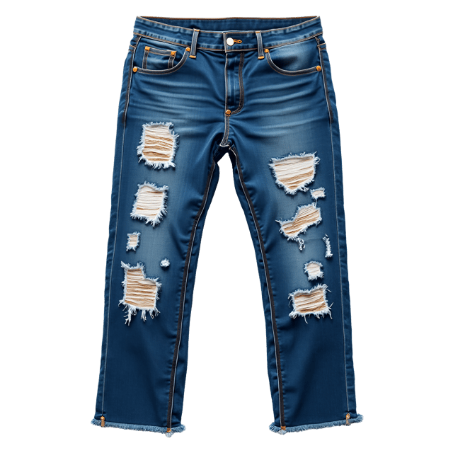 Free transparent PNG: Ripped Blue Jeans Isolated on White Background - Realistic Illustration