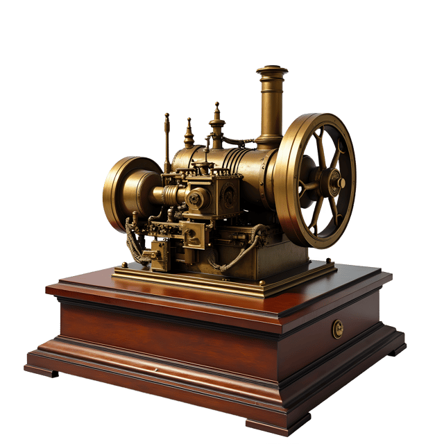 Free transparent PNG: Bronze Steam Engine PNG with Transparent Background for Industrial and Nostalgic Design