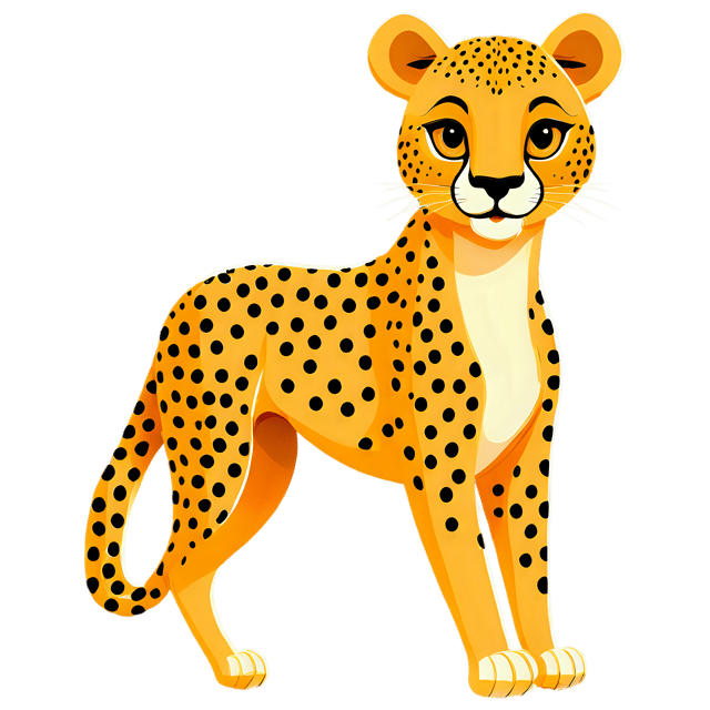 Free transparent PNG: Cute Cartoon Cheetah Illustration with Transparent Background