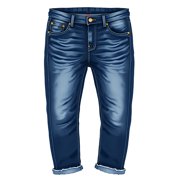Free transparent PNG: Navy Blue Denim Jeans with Dark Wash and Frayed Hem PNG Image