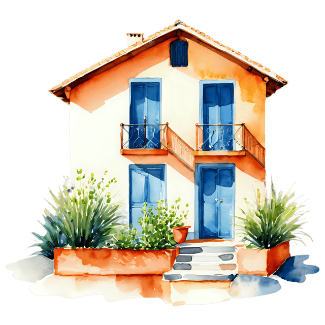 Free transparent PNG: Mediterranean House Watercolor Illustration – Transparent PNG