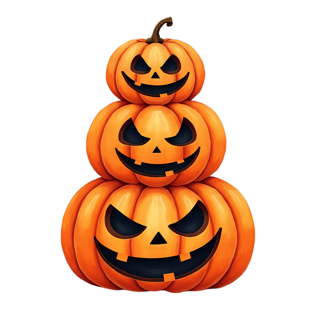 Free transparent PNG: Stacked Pumpkins with Spooky Faces  Halloween Clipart, free download png