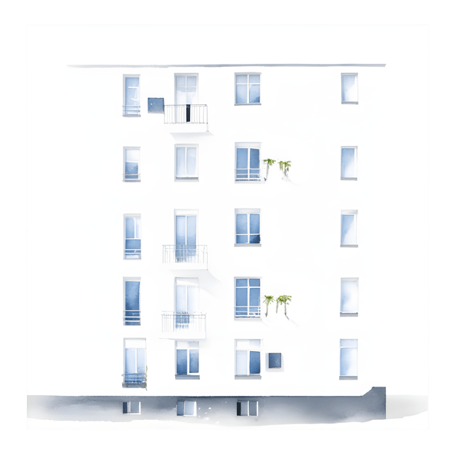 Free transparent PNG: Modern Apartment Building with Large Windows Transparent PNG Background