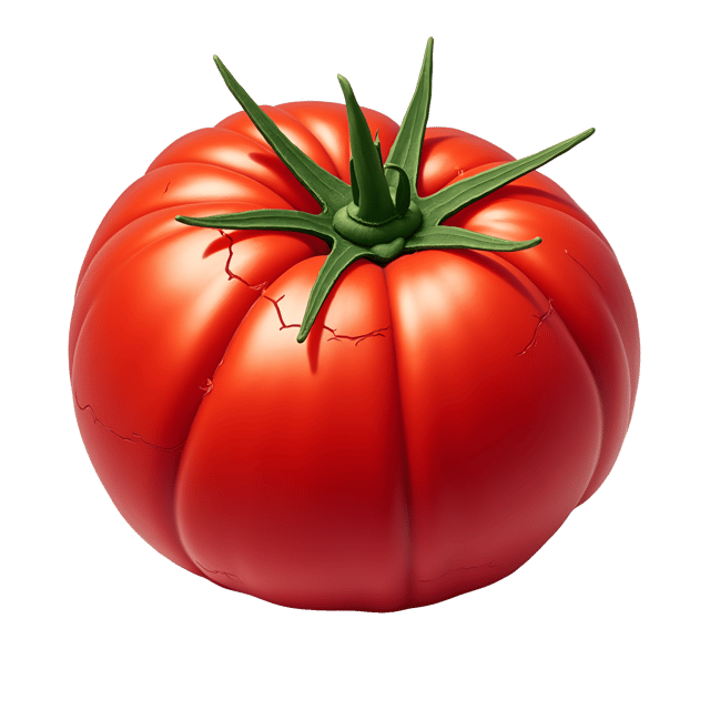 Free transparent PNG: Deep Red Tomato with Cracks and Wrinkled Skin - Beautiful Illustration Clipart on Transparent Background