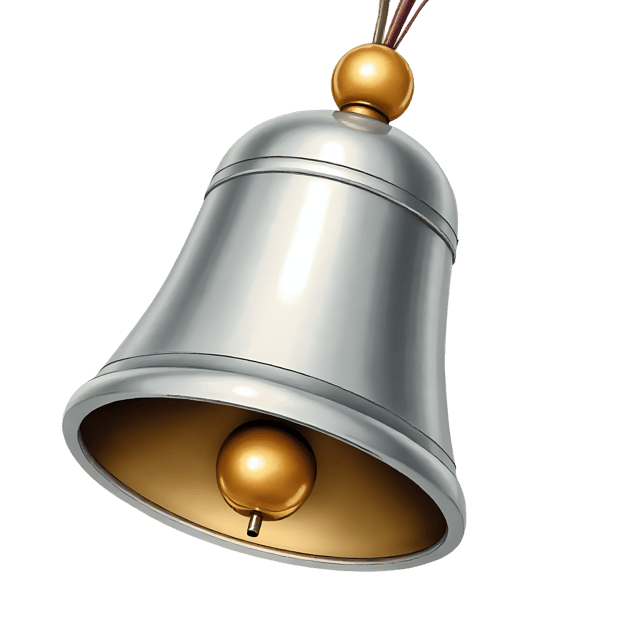 Free transparent PNG: Shiny Metallic Silver Bell with Golden Clapper PNG Clipart
